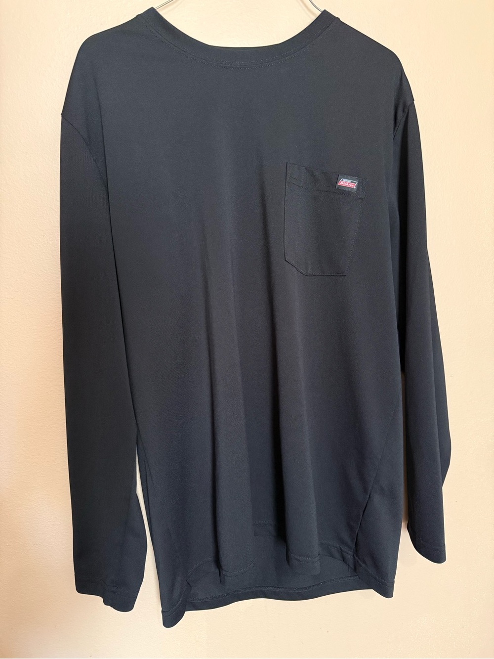 Dickies Black Long Sleeve Pocket Tee with Logo Patch